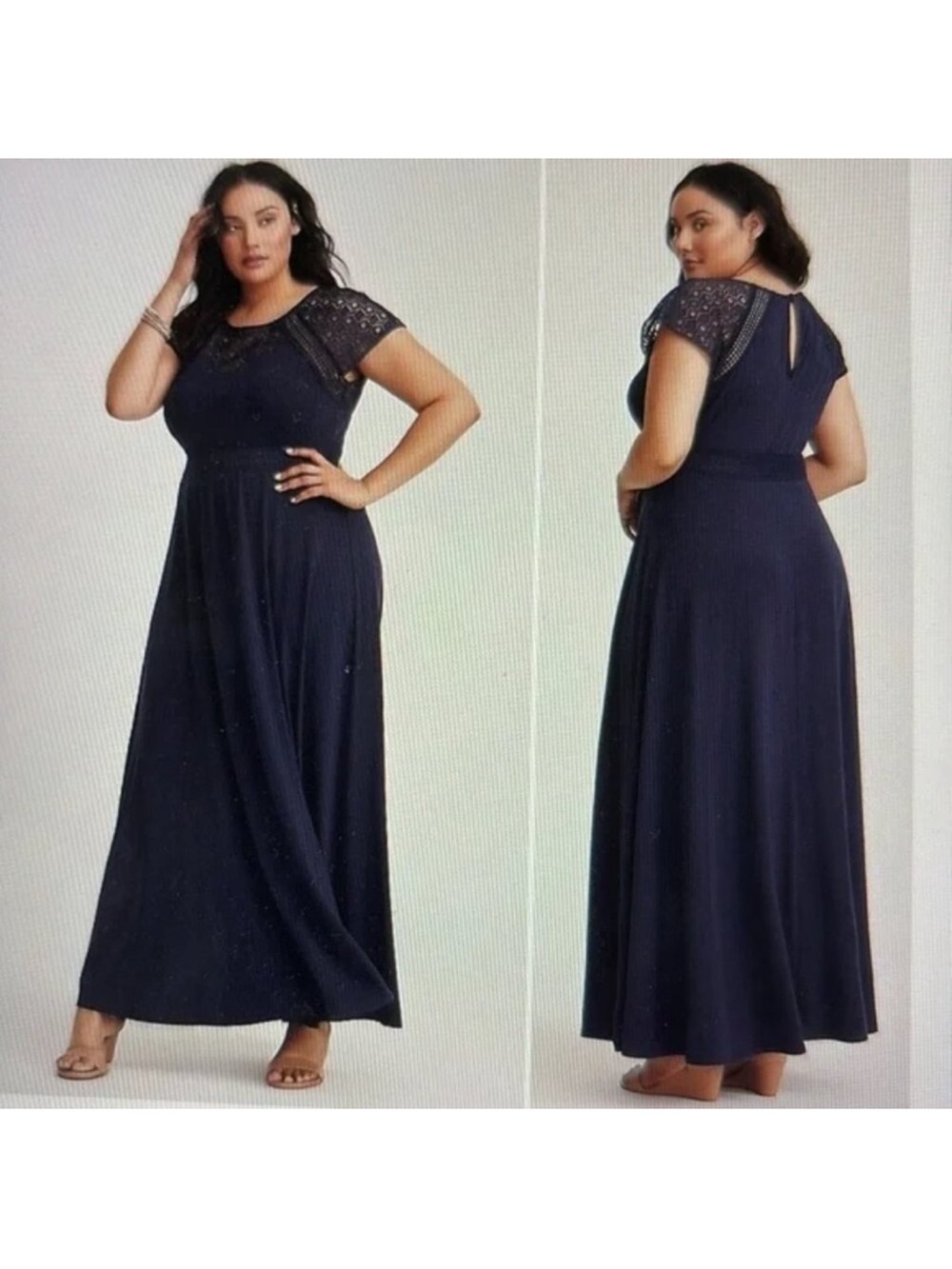 Torrid Navy lace inset jersey maxi dress